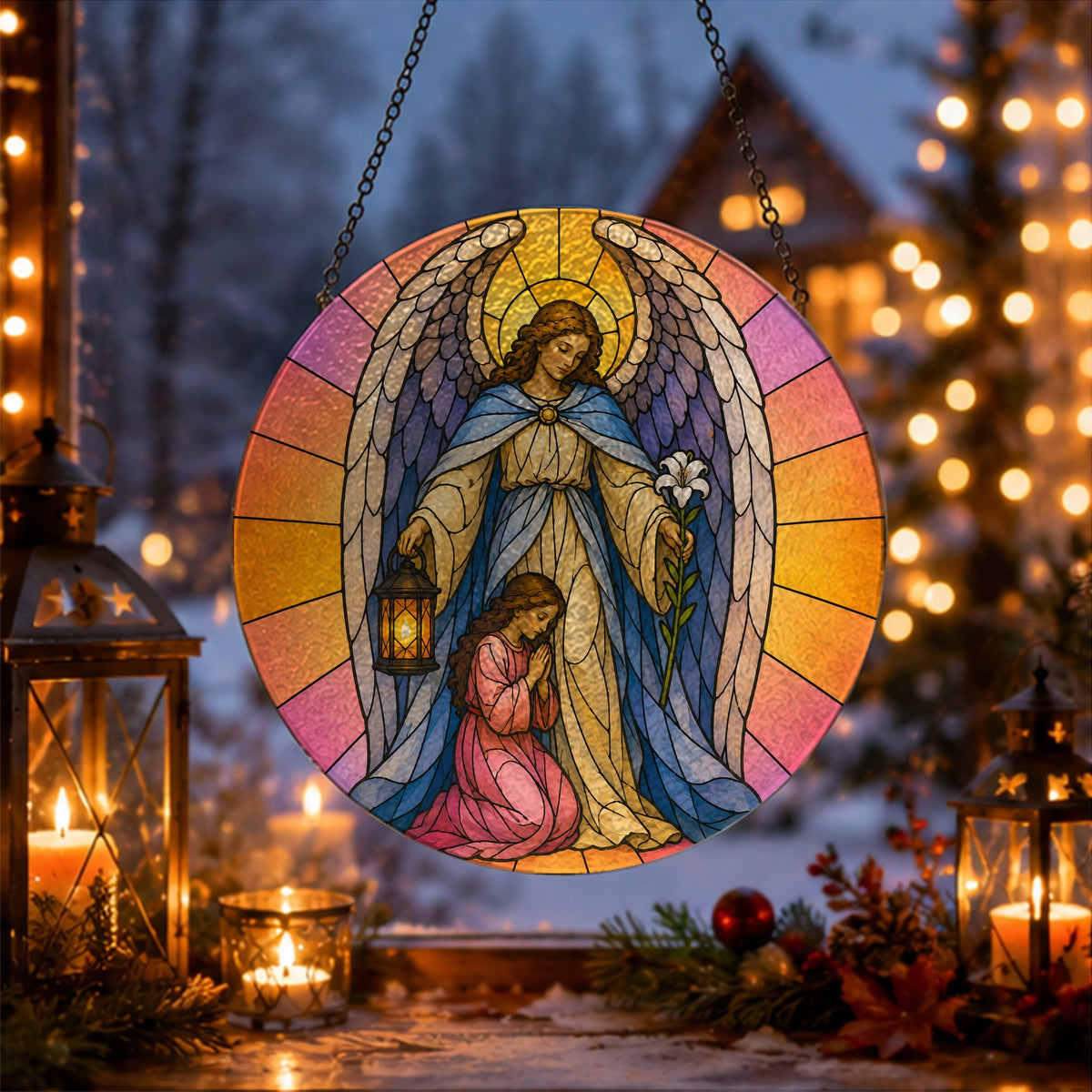Nuntius Lucis Glass Suncatcher - Catholic Suncatcher, gift presentation