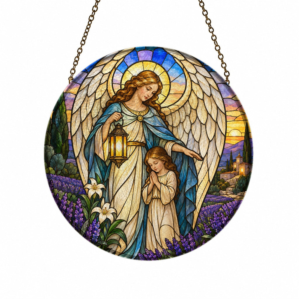 Nuntius Lucis III Glass Suncatcher - Catholic Suncatcher, front view