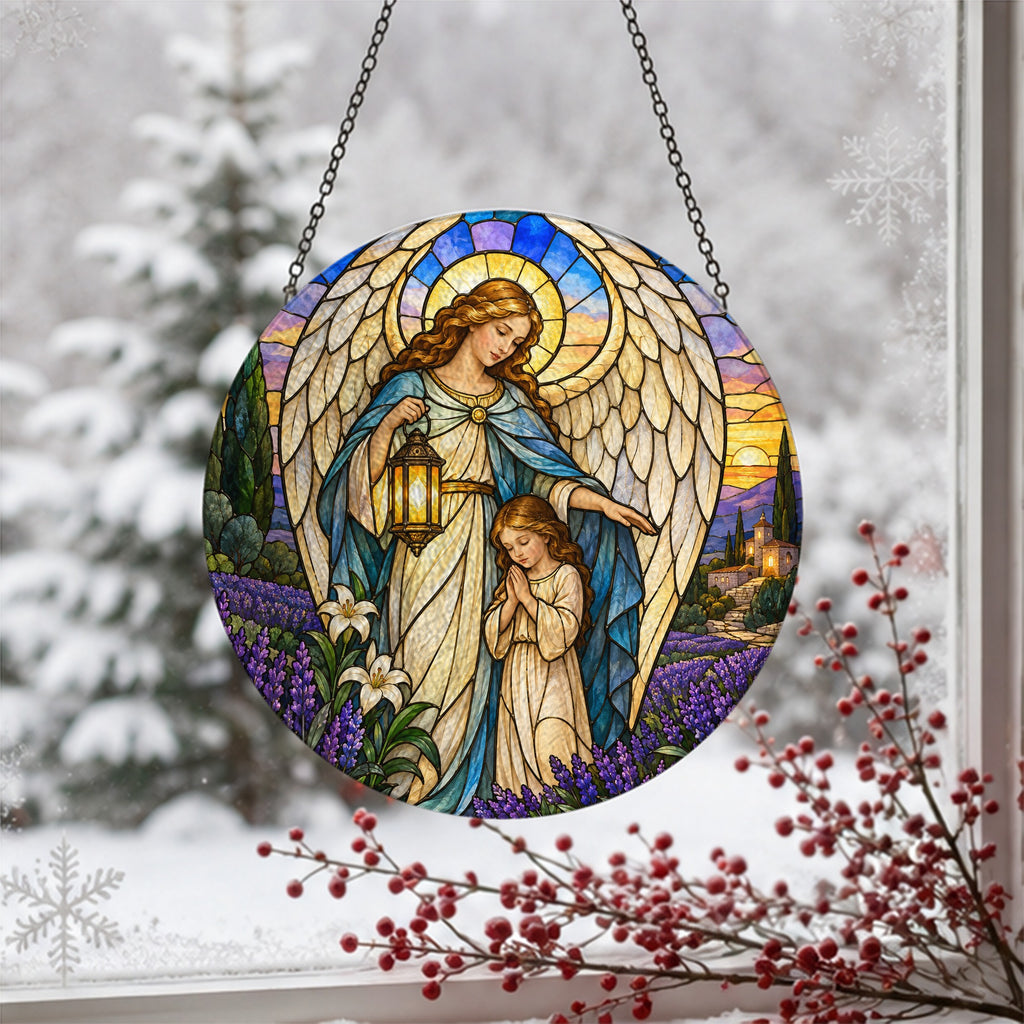 Nuntius Lucis III Glass Suncatcher - Catholic Suncatcher, detail view