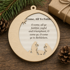 O Come, All Ye Faithful Crescent Moon 2-Layer Wooden Ornament - Wooden Christmas Ornament, styled in the home