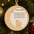 O Holy Night Crescent Moon 2-Layer Wooden Ornament - Wooden Christmas Ornament, front view