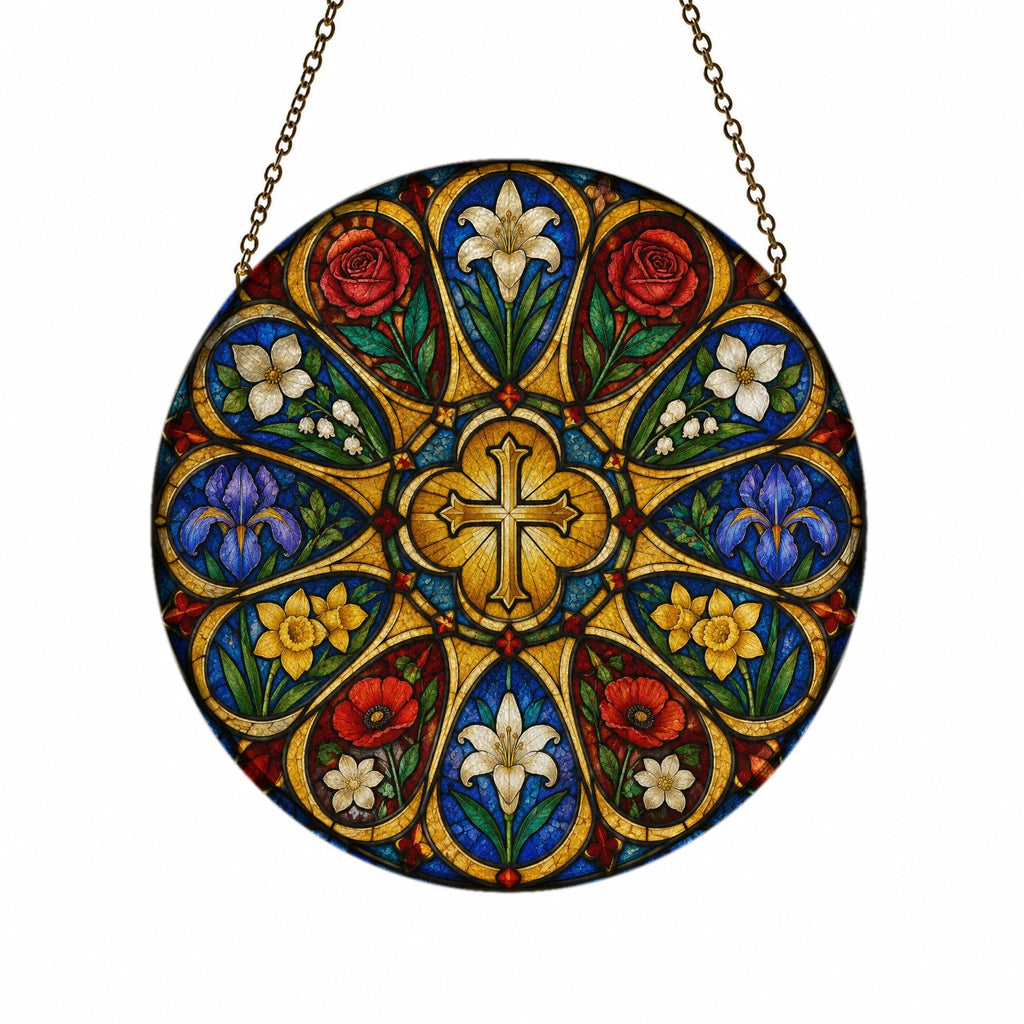 Oculus Vitreus Glass Suncatcher - Catholic Suncatcher, front view
