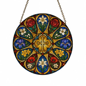 Oculus Vitreus Glass Suncatcher - Catholic Suncatcher, front view