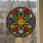 Oculus Vitreus Glass Suncatcher - Catholic Suncatcher, styled in the home