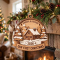 Our First Christmas Log Cabin Winter Acrylic Ornament - Acrylic Christmas Ornament, front view
