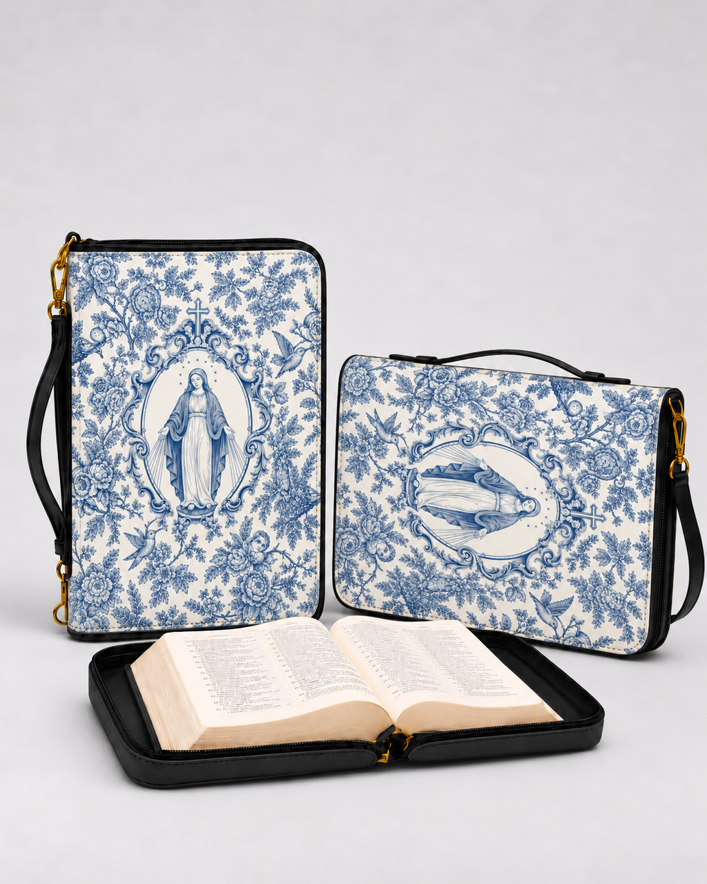 Our Lady of Grace Bible Cover - PU Leather Bible Cover, detail view