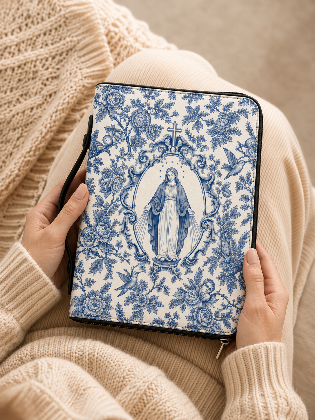 Our Lady of Grace Bible Cover - PU Leather Bible Cover, gift presentation