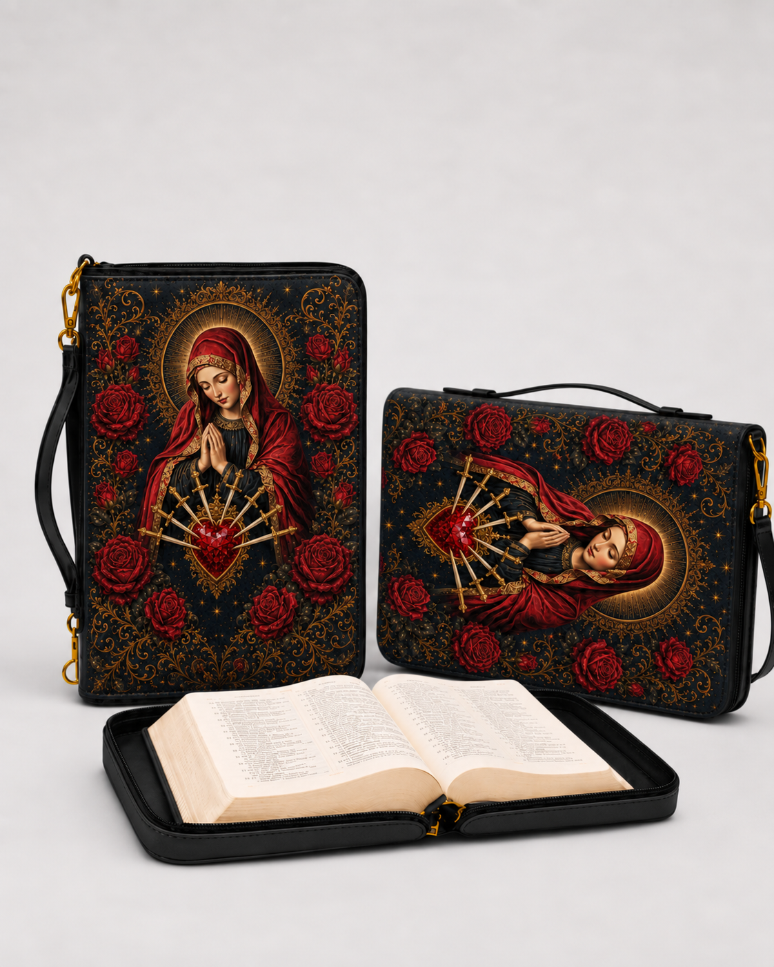 Our Lady of Sorrows Bible Cover - PU Leather Bible Cover, detail view