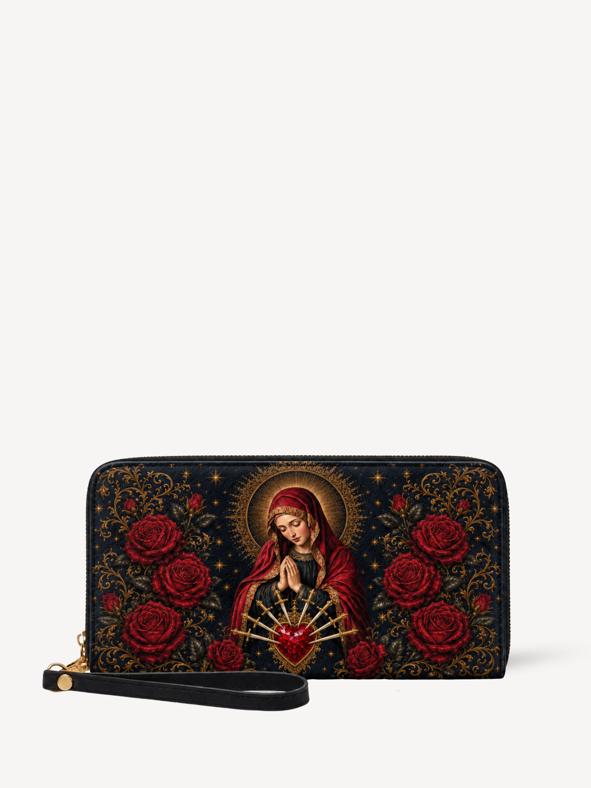 Our Lady of Sorrows PU Leather Wallet - Christian Wallet, front view