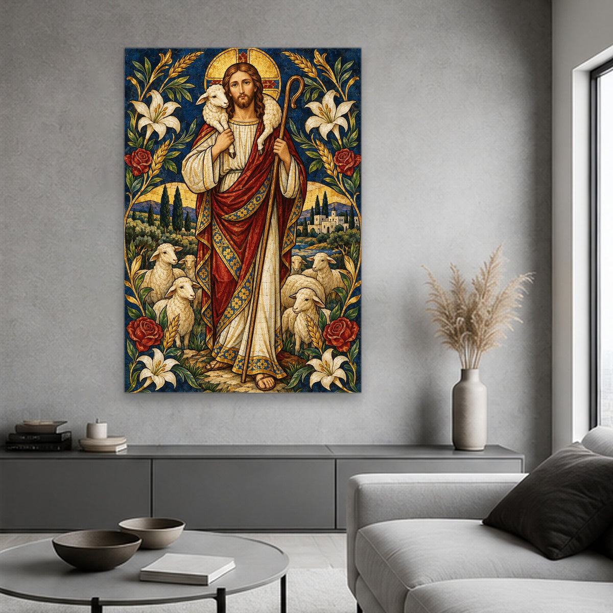 Ovis Una II Canvas Wall Art - Catholic Wall Art, hanging display