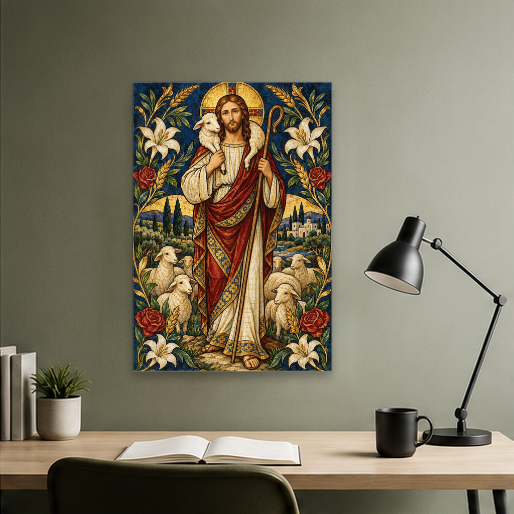 Ovis Una II Canvas Wall Art - Catholic Wall Art, close-up of the print