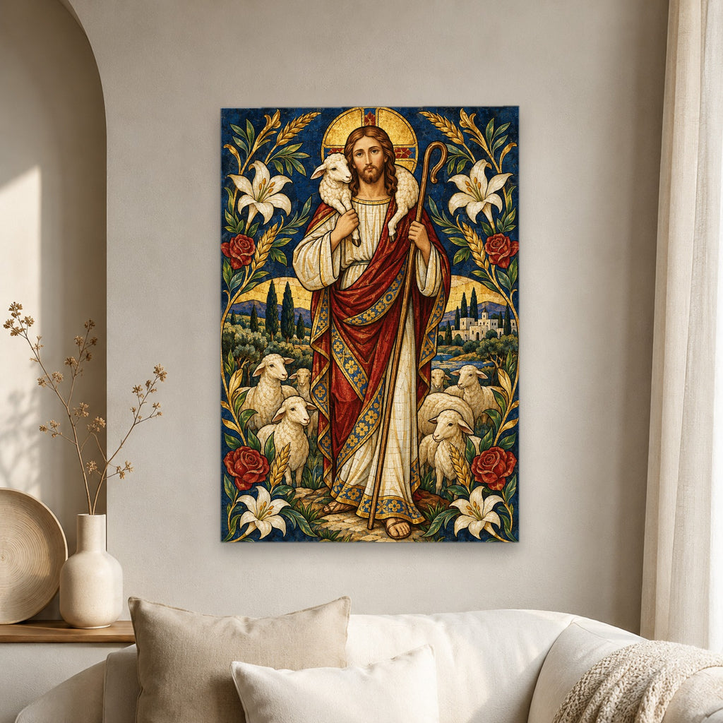 Ovis Una II Canvas Wall Art - Catholic Wall Art, scale reference