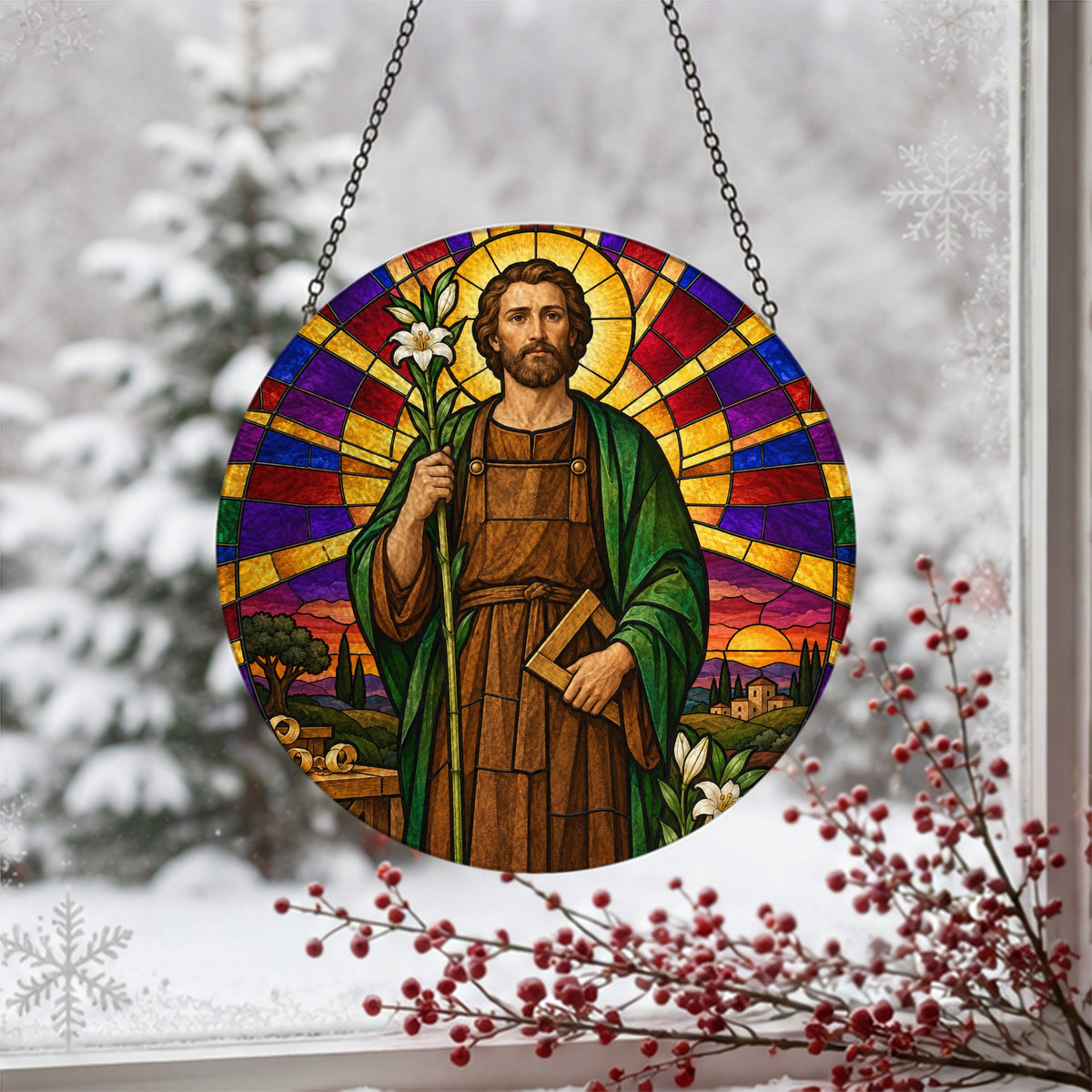 Palma Martyrum II Glass Suncatcher - Catholic Suncatcher, detail view