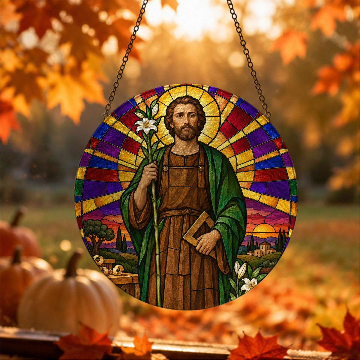 Palma Martyrum II Glass Suncatcher - Catholic Suncatcher, hanging display