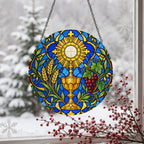 Panis Angelicus Glass Suncatcher - Catholic Suncatcher, detail view