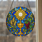 Panis Angelicus Glass Suncatcher - Catholic Suncatcher, styled in the home