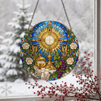 Panis Angelicus III Glass Suncatcher - Catholic Suncatcher, detail view
