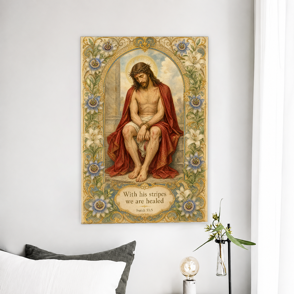 Passion Flower Ecce Homo Canvas Wall Art - Christian Wall Art, front view