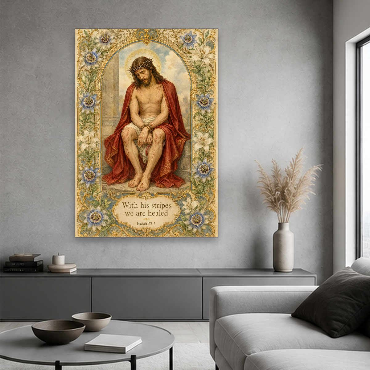 Passion Flower Ecce Homo Canvas Wall Art - Christian Wall Art, styled in the home