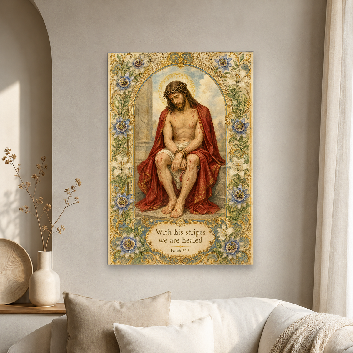 Passion Flower Ecce Homo Canvas Wall Art - Christian Wall Art, gift presentation