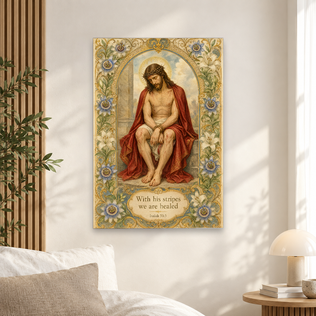 Passion Flower Ecce Homo Canvas Wall Art - Christian Wall Art, scale reference
