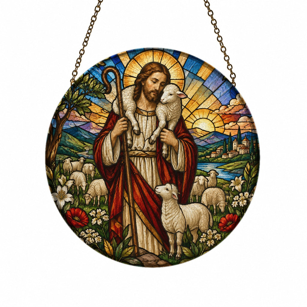 Pastor Bonus V Glass Suncatcher - Catholic Suncatcher, front view