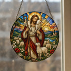 Pastor Bonus V Glass Suncatcher - Catholic Suncatcher, styled in the home