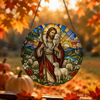 Pastor Bonus V Glass Suncatcher - Catholic Suncatcher, hanging display