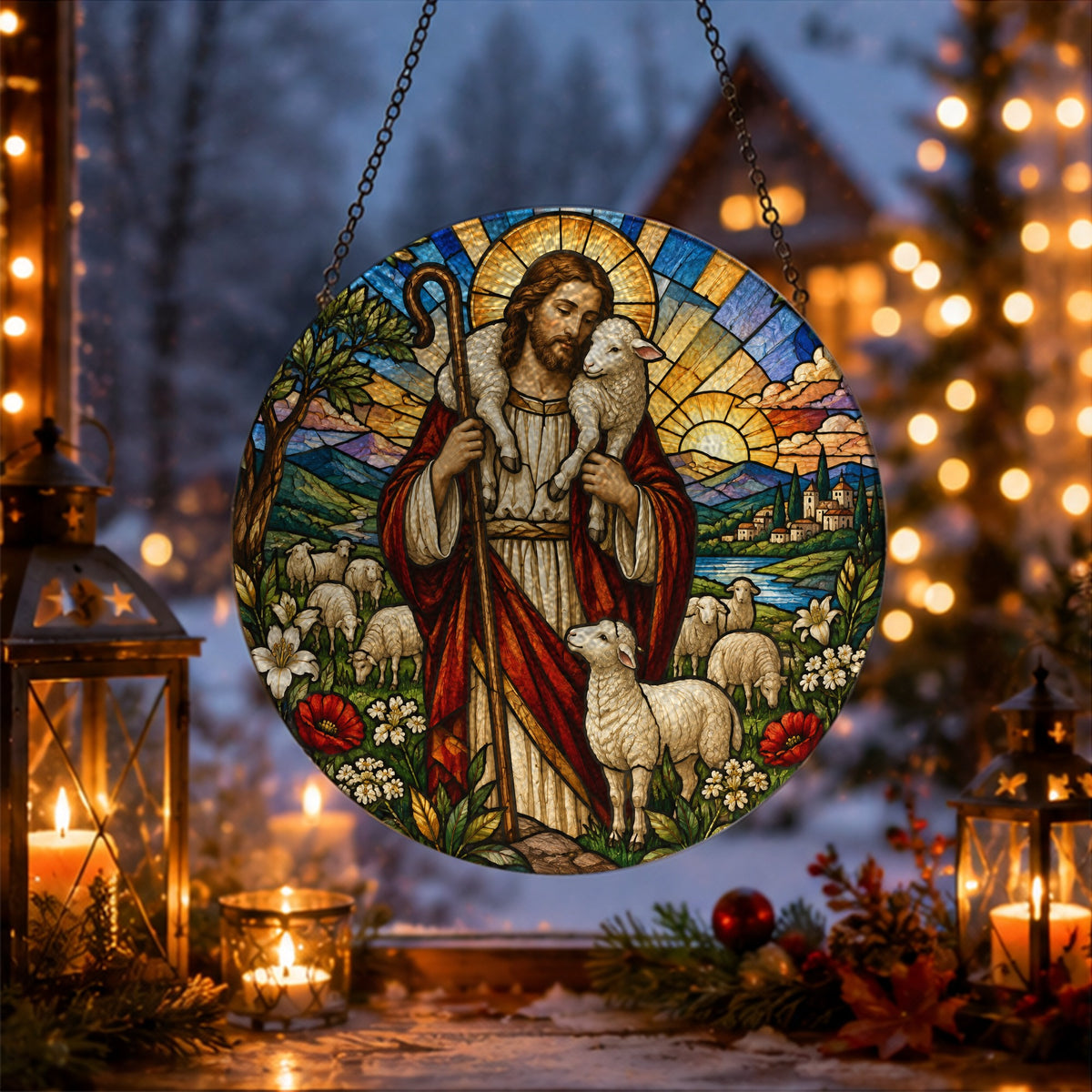 Pastor Bonus V Glass Suncatcher - Catholic Suncatcher, gift presentation