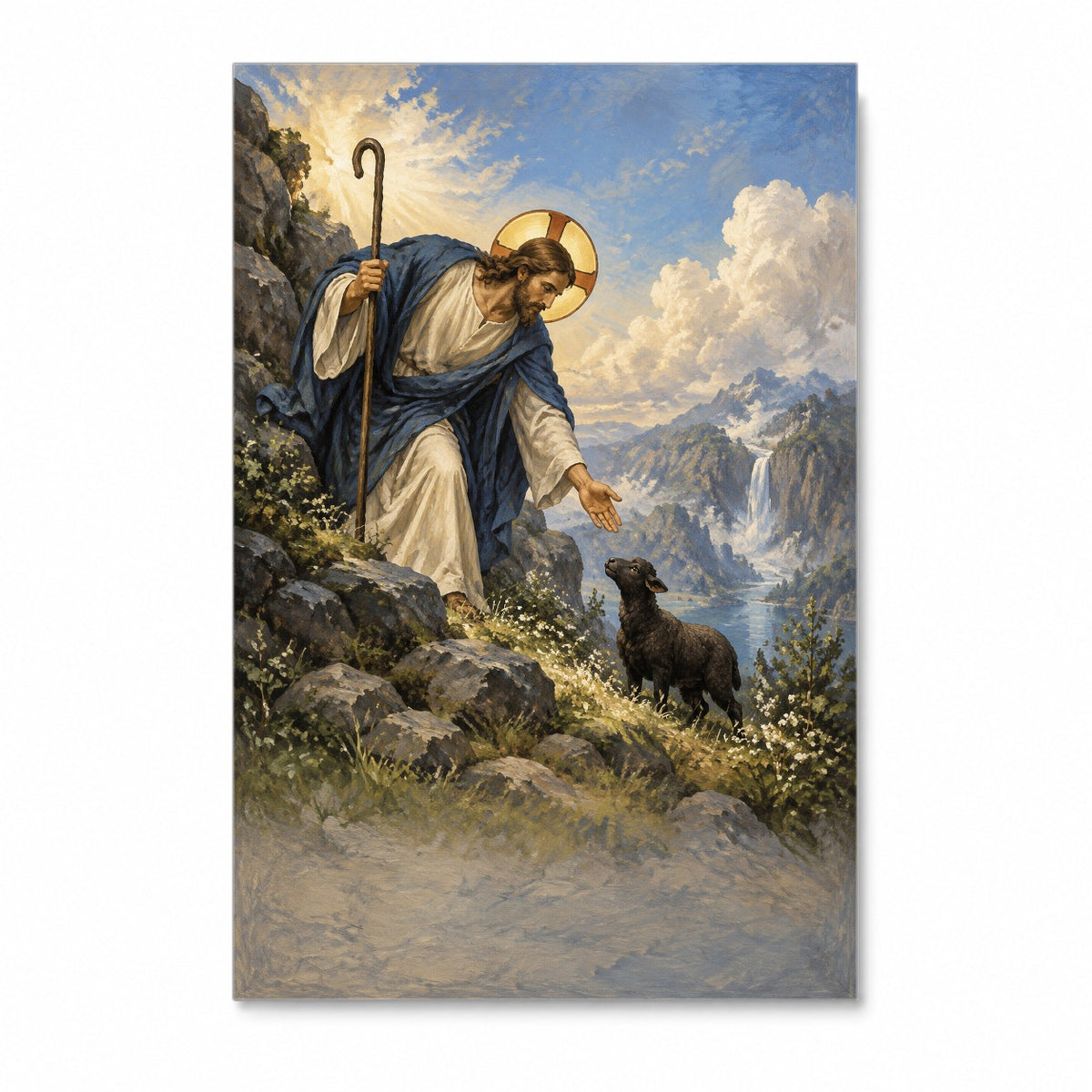 Pastor et Agnus Niger Canvas Wall Art - Catholic Wall Art, front view