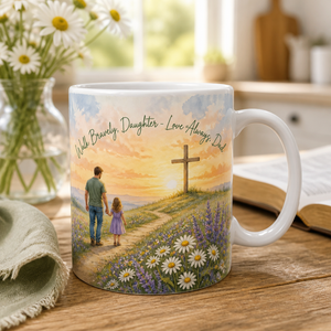 Path To The Hilltop Cross Ceramic Mug - Christian Coffee Mug, front view