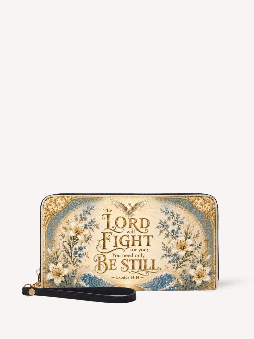 "Pax Domini" Leather Wallet - Catholic Leather Wallet, Front View