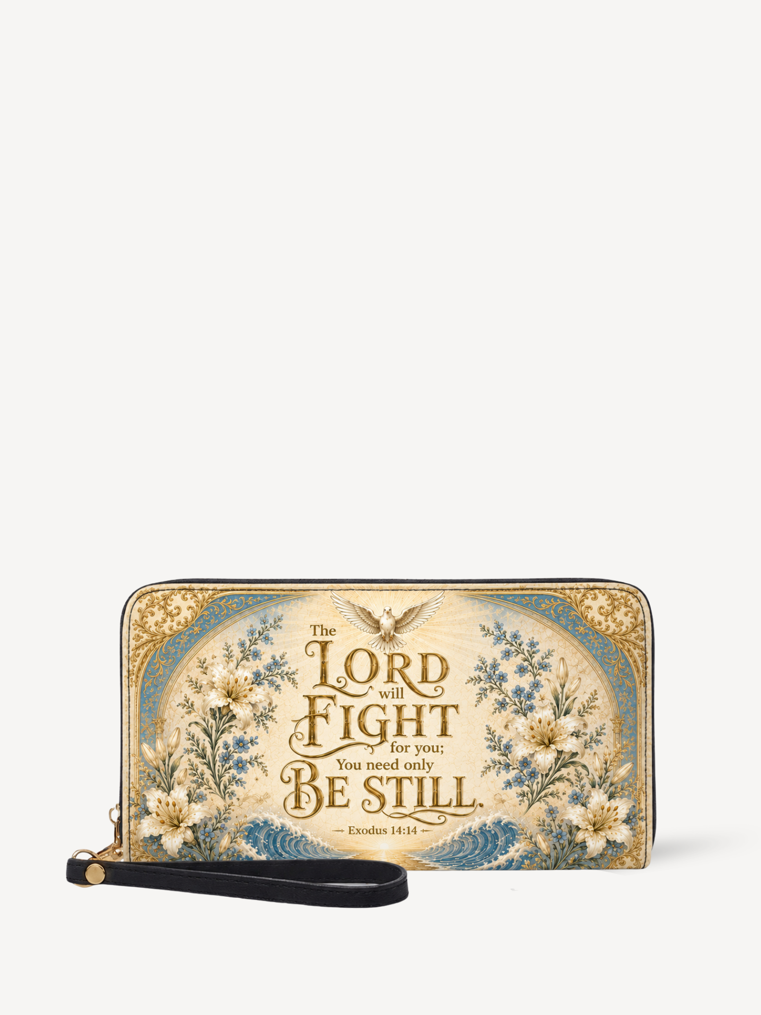 "Pax Domini" Leather Wallet - Catholic Leather Wallet, Front View