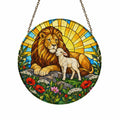 Pax Fortis II Glass Suncatcher - Catholic Suncatcher, front view