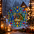 Praesepe III Glass Suncatcher - Catholic Suncatcher, gift presentation