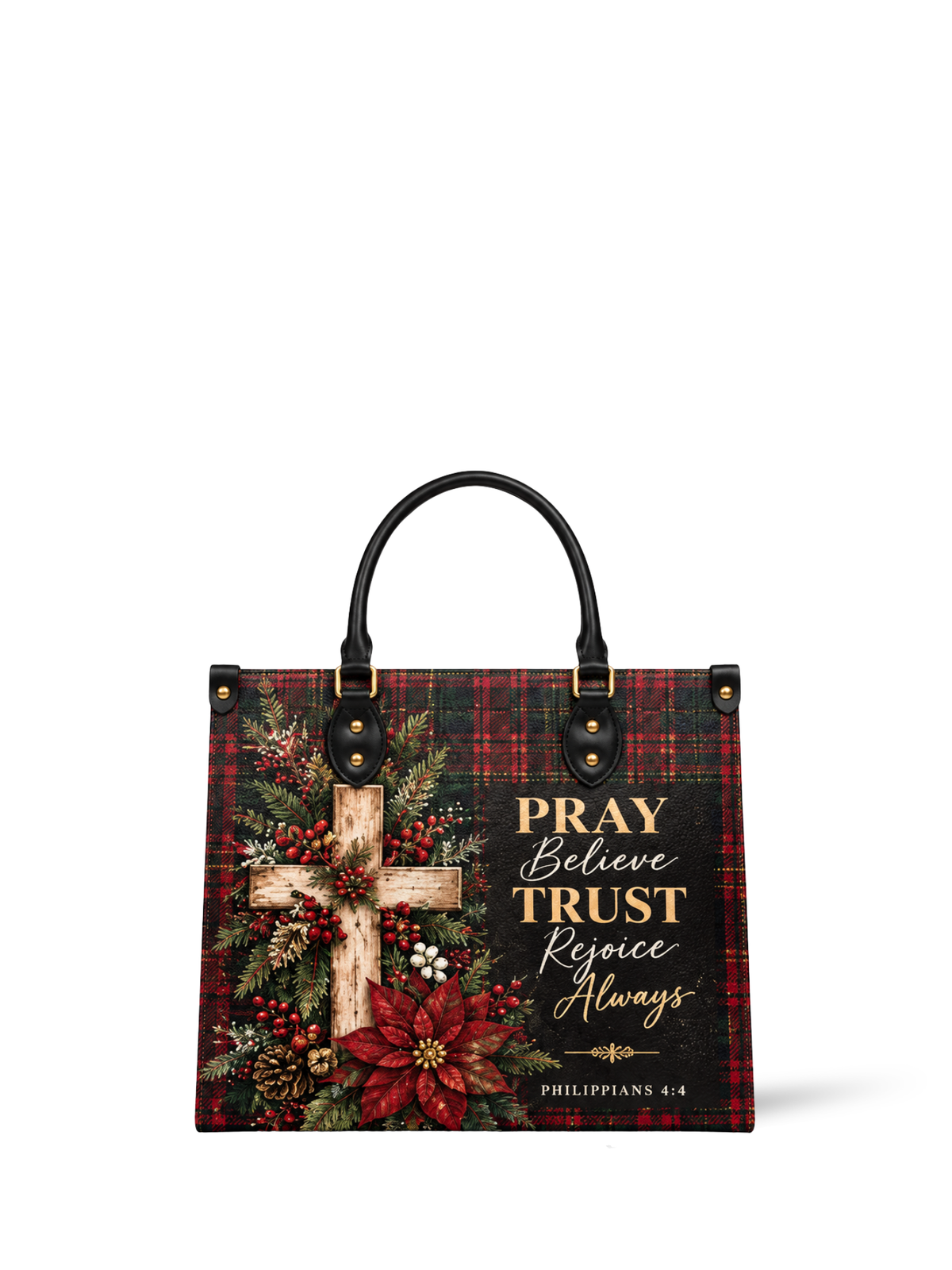 PRAY PU Leather Handbag - Christian Handbag, front view