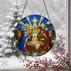 Puer Natus Glass Suncatcher - Catholic Suncatcher, detail view