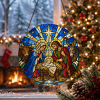 Puer Natus Glass Suncatcher - Catholic Suncatcher, close-up of the print