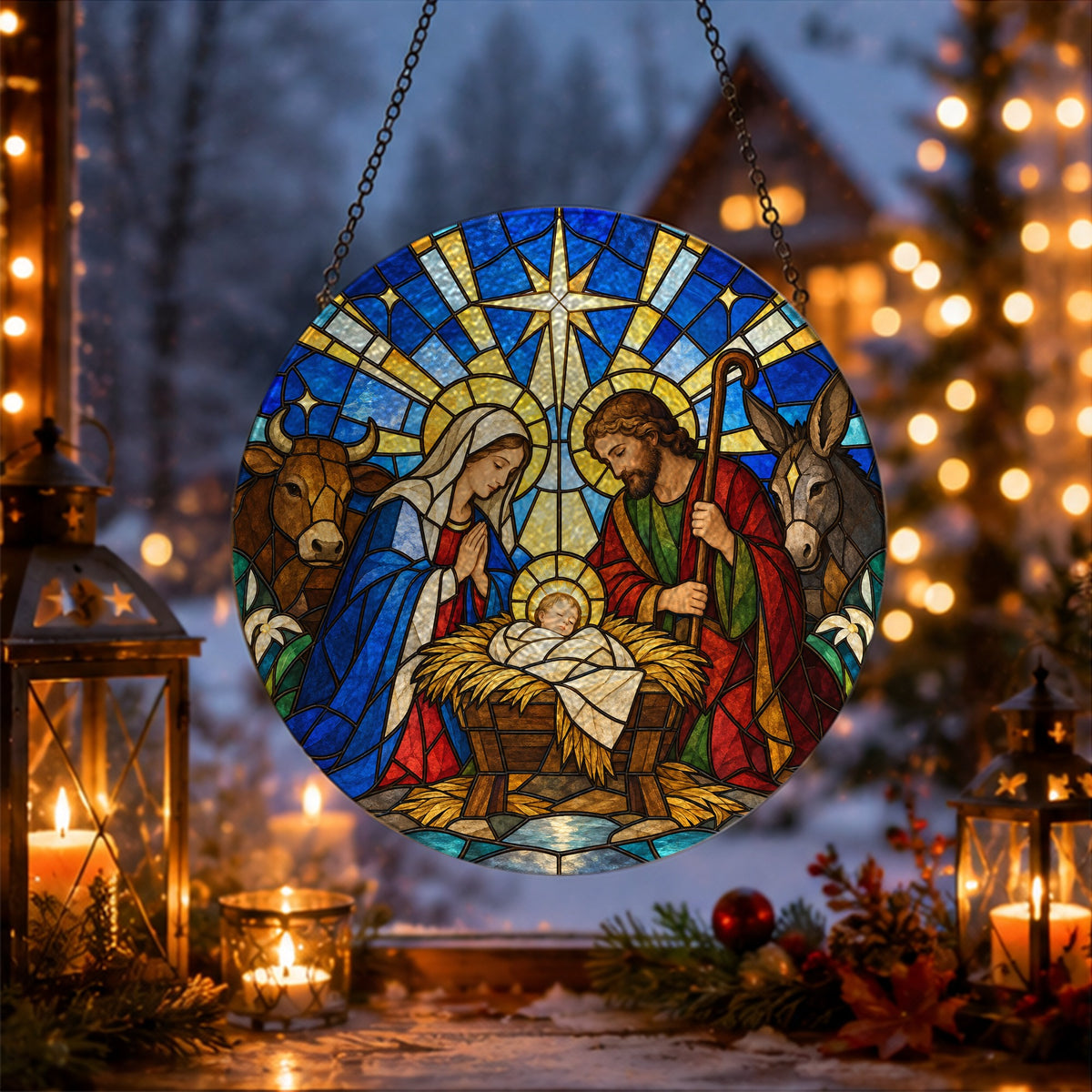 Puer Natus Glass Suncatcher - Catholic Suncatcher, gift presentation