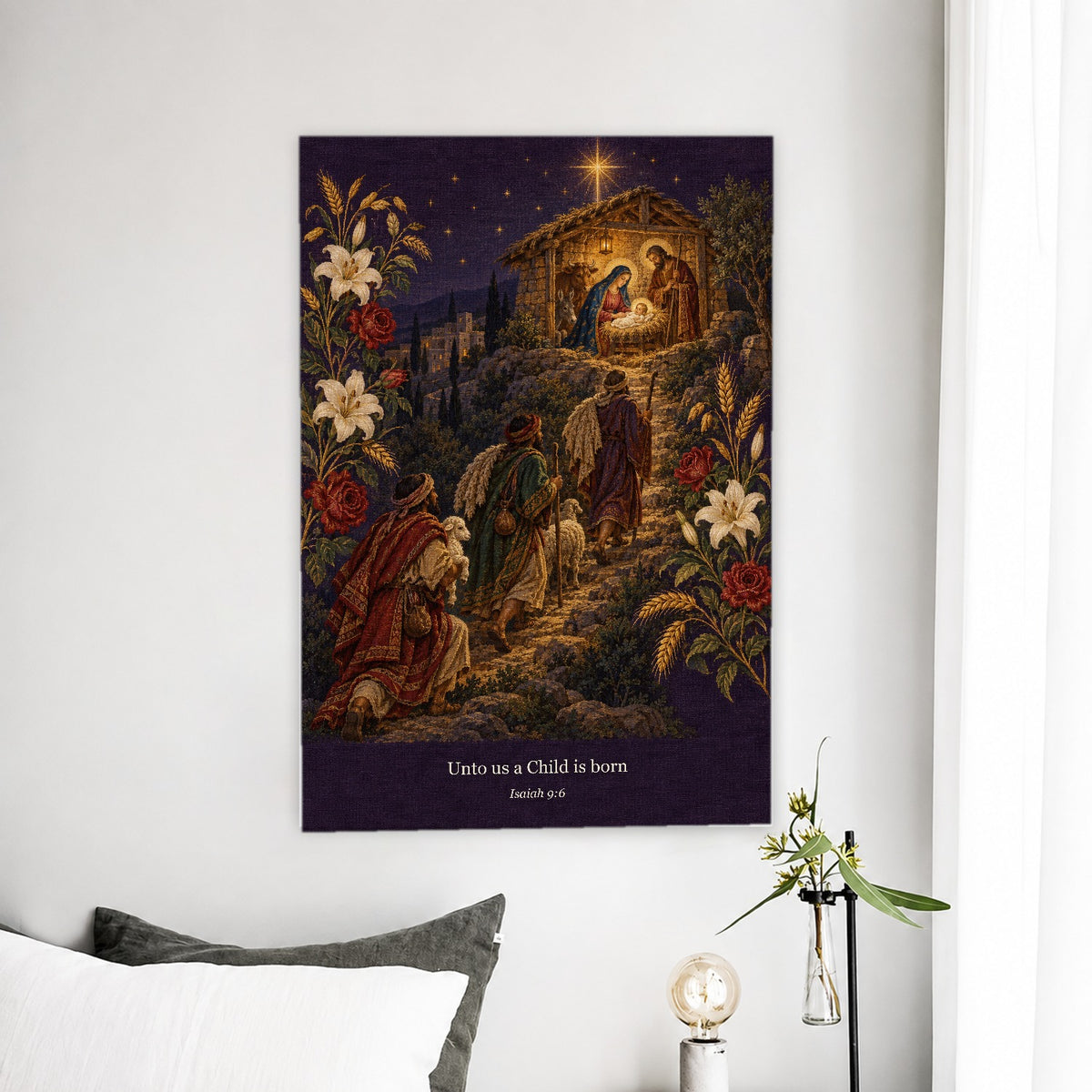 Puer Natus II Canvas Wall Art - Catholic Wall Art, detail view