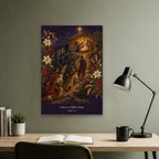 Puer Natus II Canvas Wall Art - Catholic Wall Art, close-up of the print