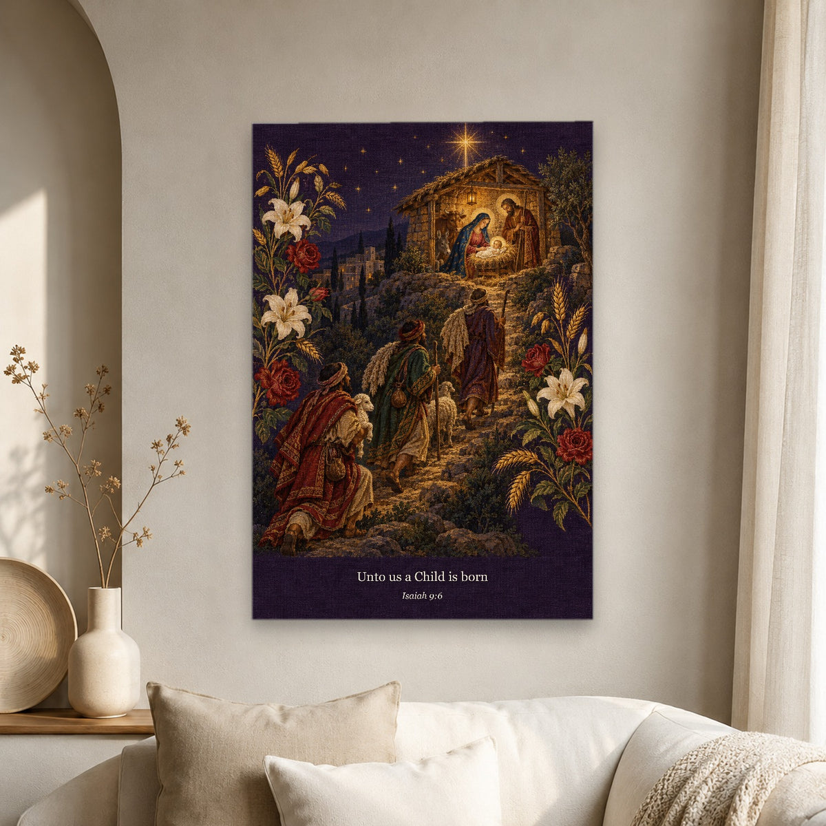 Puer Natus II Canvas Wall Art - Catholic Wall Art, scale reference