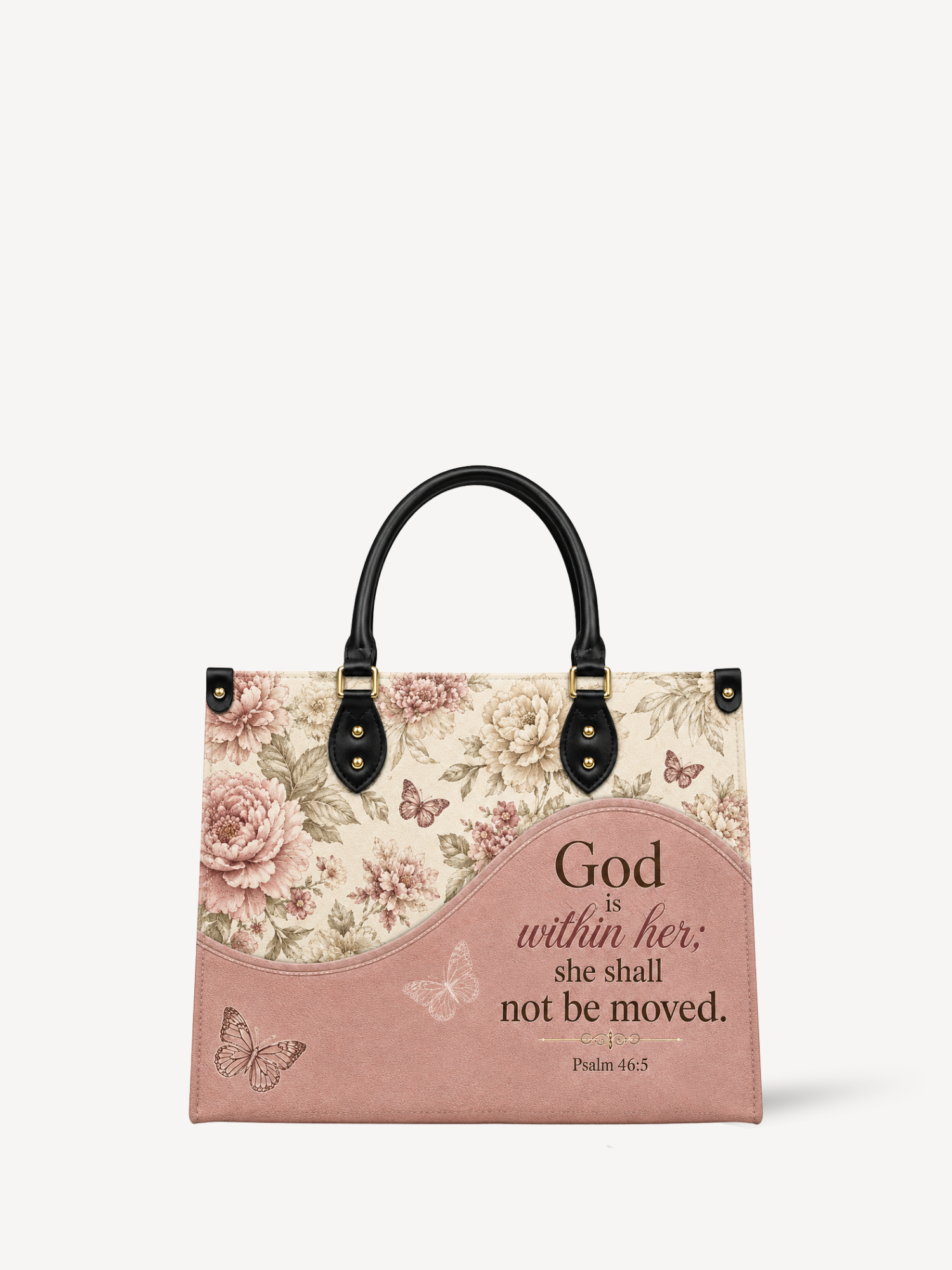 "Pure Bloom" Leather Handbag - Catholic Leather Handbag, Front View