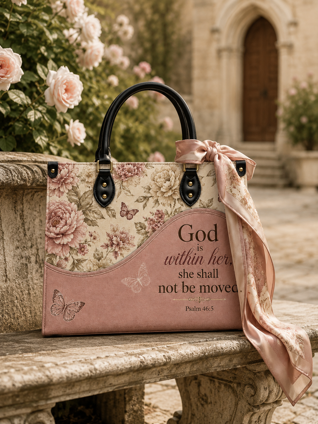 "Pure Bloom" Leather Handbag - Catholic Leather Handbag, View 5