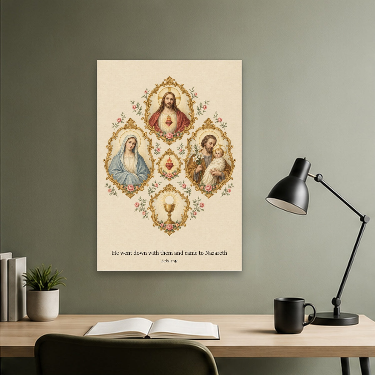 Quinque Fenestrae Canvas Wall Art - Catholic Wall Art, close-up of the print