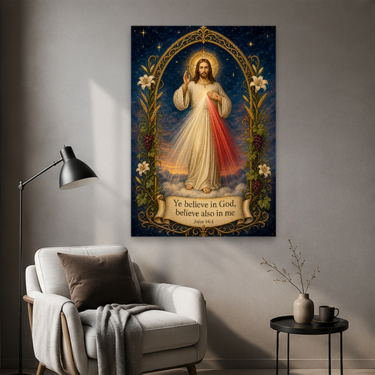 Rays Of Twilight Mercy Canvas Wall Art - Christian Wall Art, styled in the home
