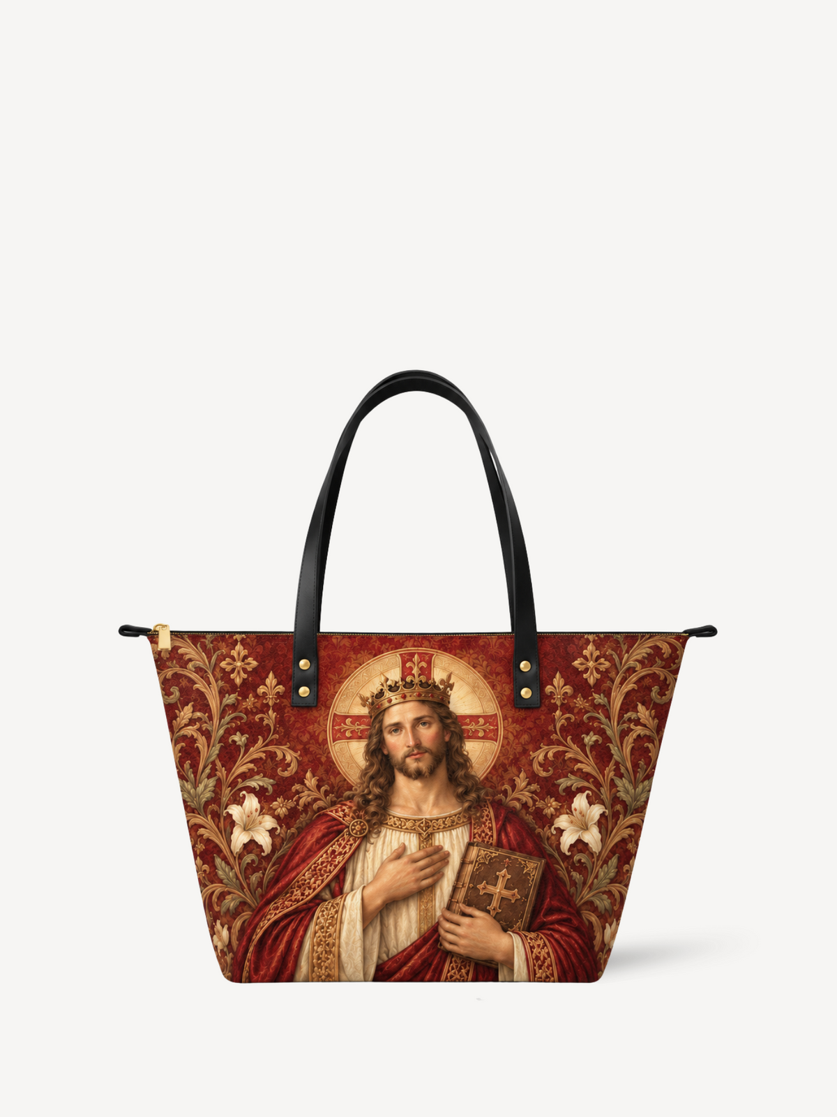 Regal Mercy PU Leather Tote Bag - Christian Tote Bag, front view