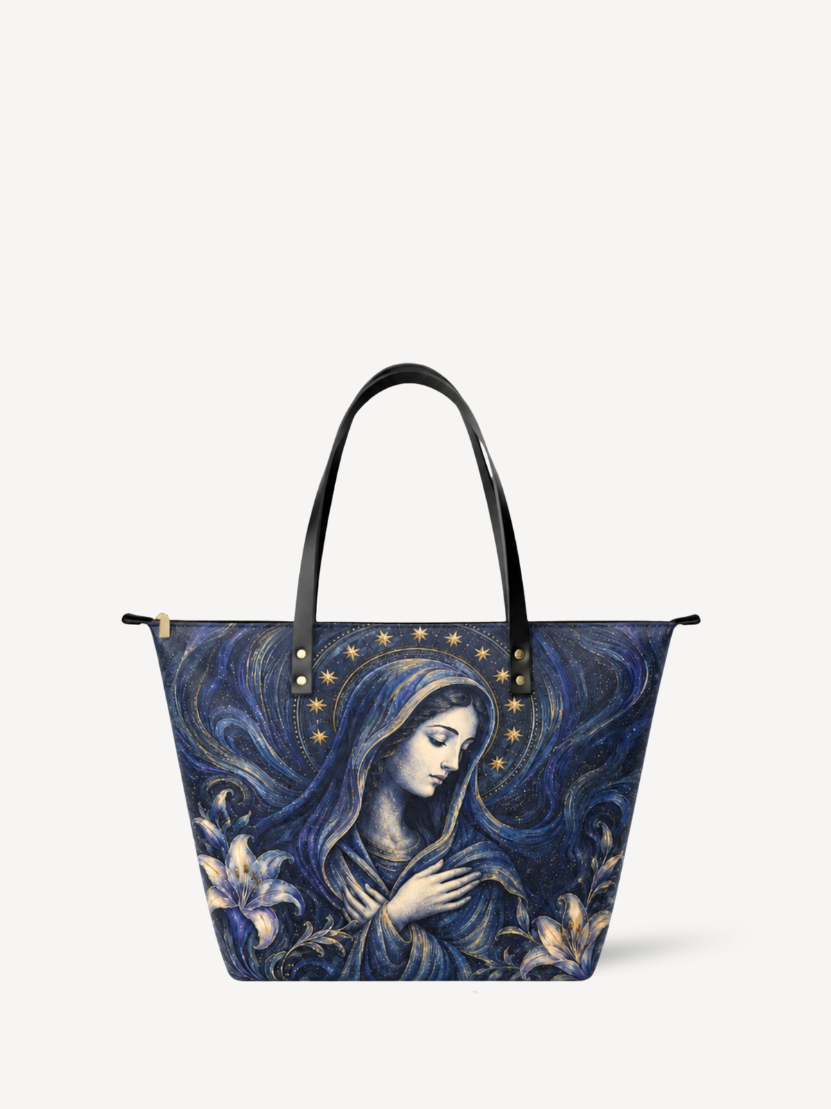 Regina Pacis PU Leather Tote Bag - Christian Tote Bag, front view