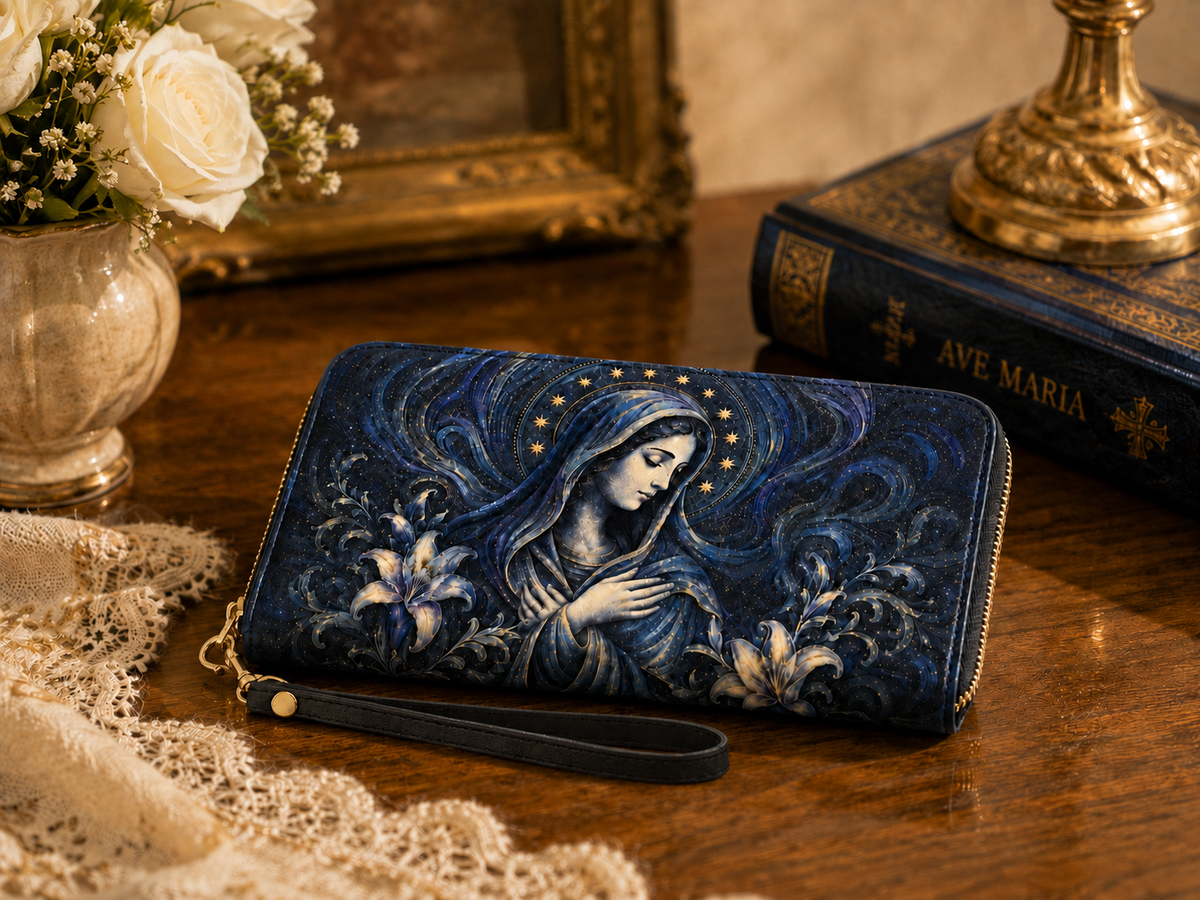 Regina Pacis PU Leather Wallet - Christian Wallet, hanging display