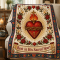 Rest In His Heart Fleece Blanket - Christian Blanket, front view